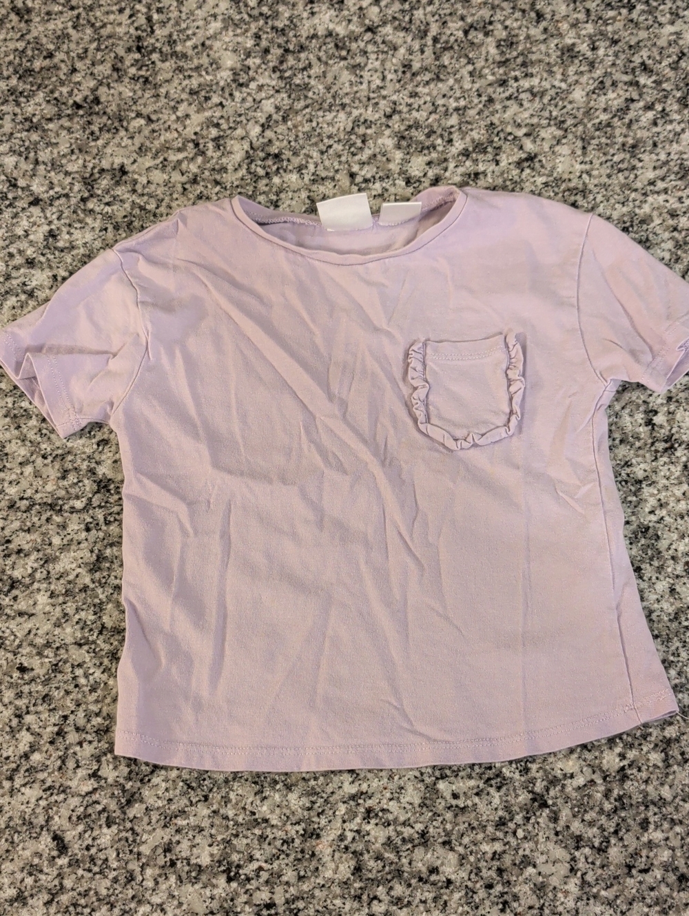 Zara Girls Lilac Short Sleeve Tee with Ruffle Pocket